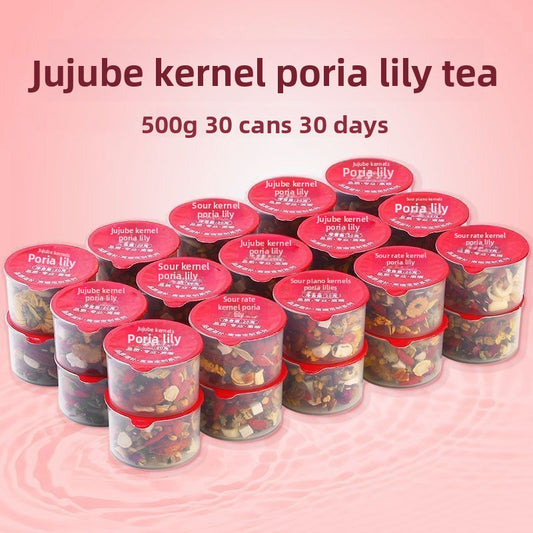 Authentic Jujube Seed, Lily Bulb and Ginseng tea for calming the mind and promoting sleep, a health tea for insomnia, dreams and sleep, genuine flagship store gift box